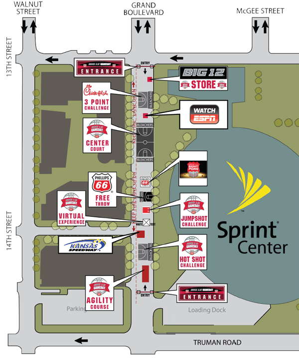 Big 12 Tournament Gameday Activities Map