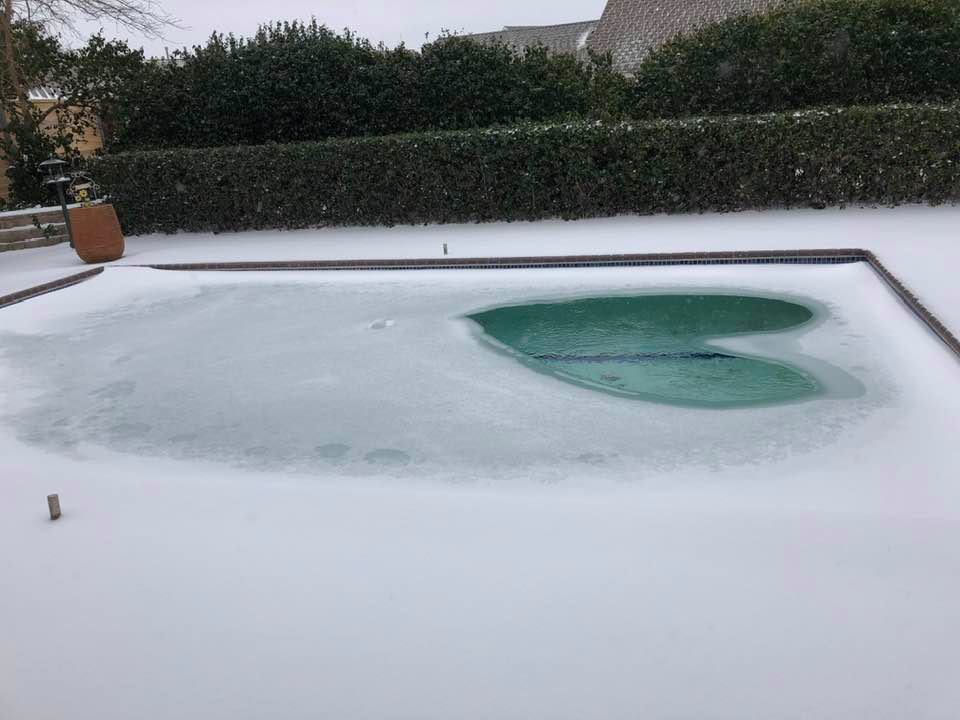 Our pool froze up in the shape of a heart and I thought I would share this.  Happy Valentine's Day   Thank you  Hope you share Have a blessed day