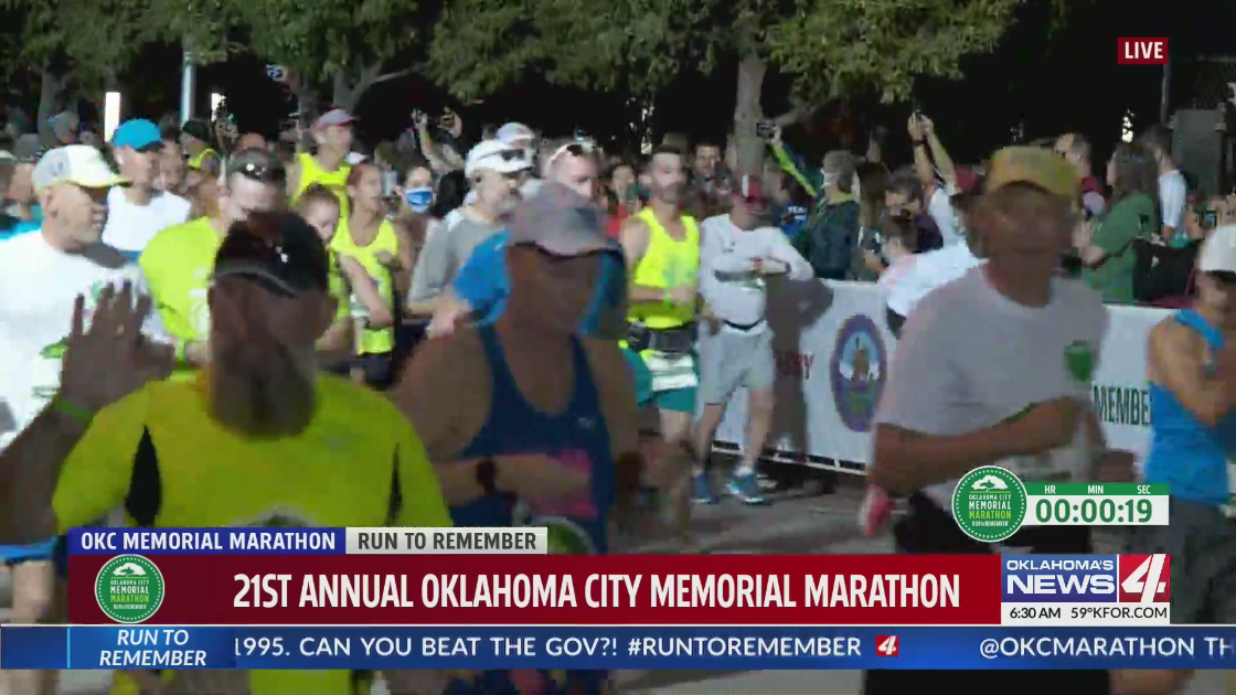 Race begins at the Oklahoma City Memorial Marathon 2021