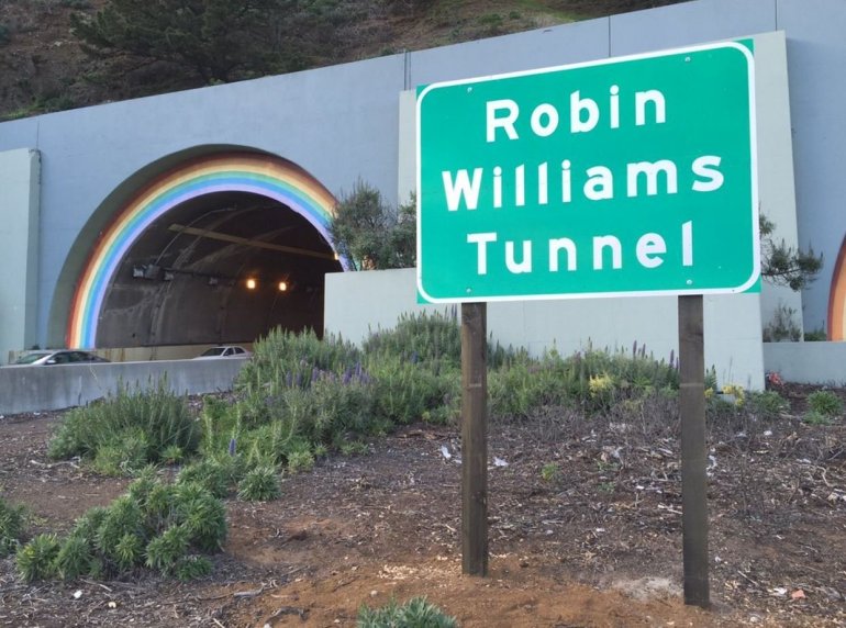 Signs recently went up for the Robin Williams tunnel, just north of the Golden Gate Bridge. (Photo: Caltrans)